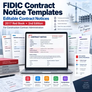 Editable notice templates for contractors, quantity surveyors and commercial teams working under the FIDIC Conditions of Contract for Construction.